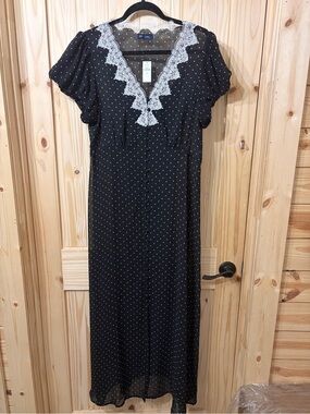 Gap Lace-Trim V-Neck Maxi Dress Summer Wedding Guest Graduation NWT LTall Sheer